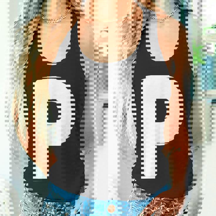 文字p 大文字 アルファベット モノグラム イニシャル タンクトップ