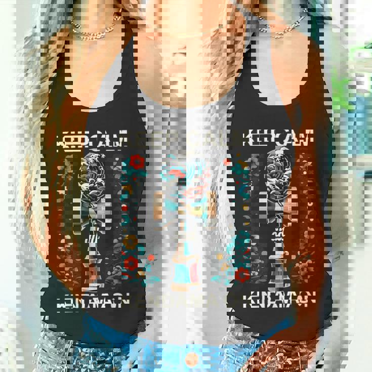 日本のけん玉 花柄 グレートウェーブ けん玉 タンクトップ