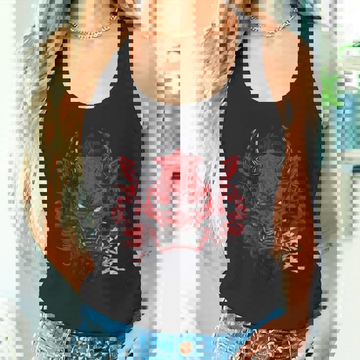 日本の伝統的な鬼の仮面日本の漢字アート タンクトップ