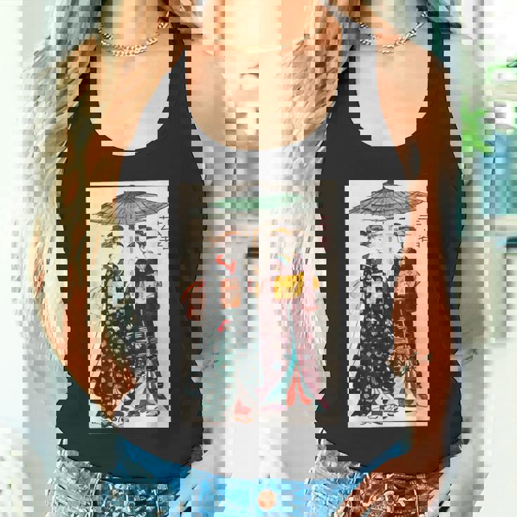 日本の伝統芸者 絵画 アート 水彩 お土産 タンクトップ