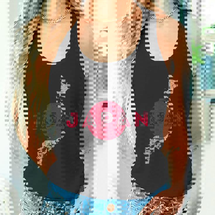 日本の地図と旗 日本のお土産 タンクトップ