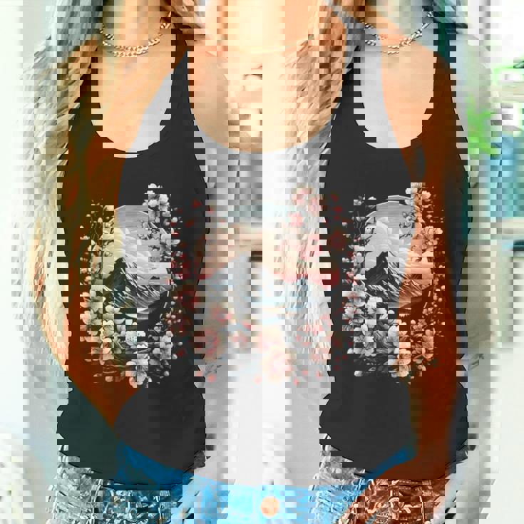 日本の桜 ピンク 桜 富士山 自然 アート タンクトップ