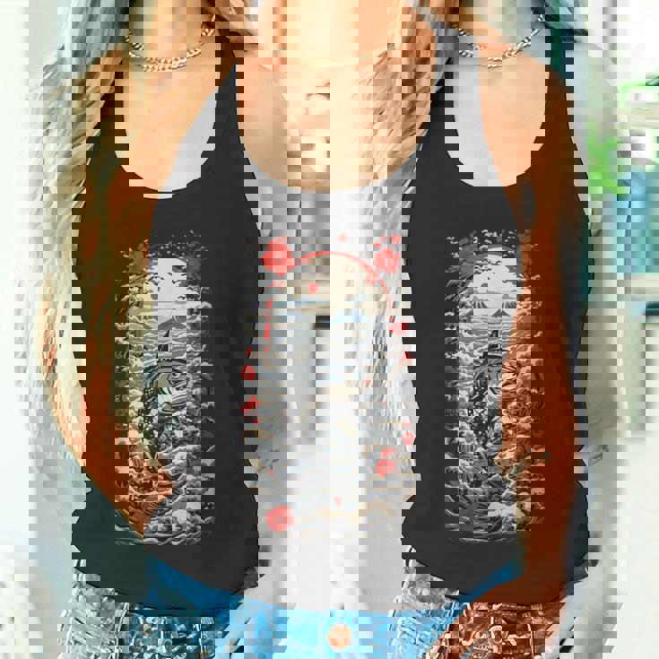 日本の美的マグロ漁師デザイン レトロ浮世絵 タンクトップ