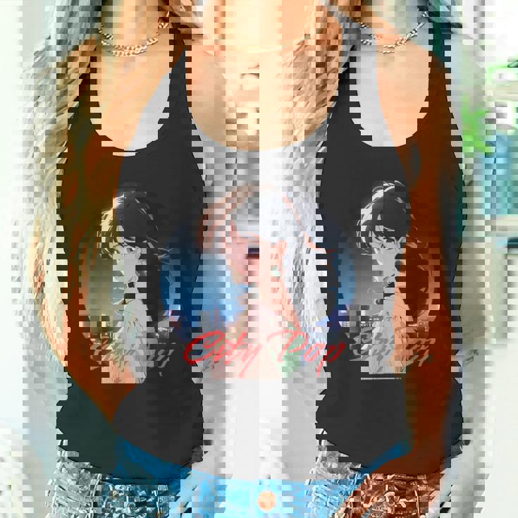 日本アニメ風 シティポップガール タンクトップ