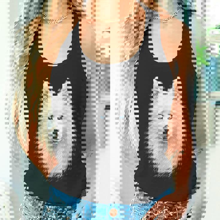 日本スピッツ 犬 モチーフ ペットアート 青い目 日本スピッツ タンクトップ