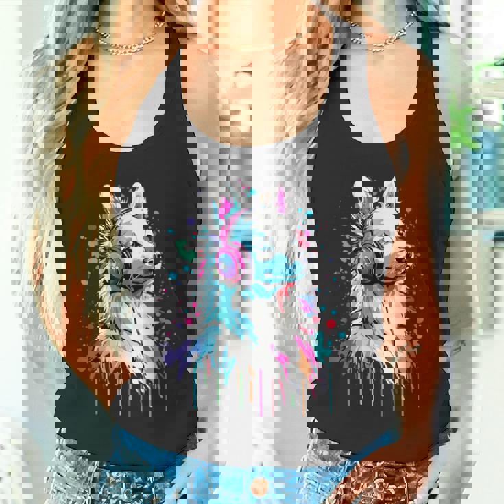 日本スピッツ好き ヘッドフォン装着 おもしろい 日本スピッツ タンクトップ