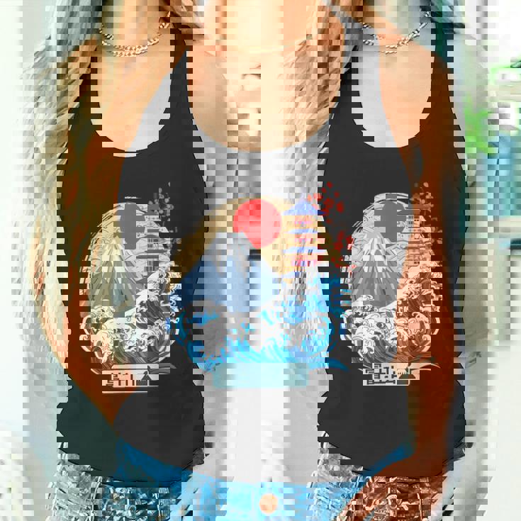 日本山 富士 大波 神奈川 日本 ヴィンテージアート タンクトップ