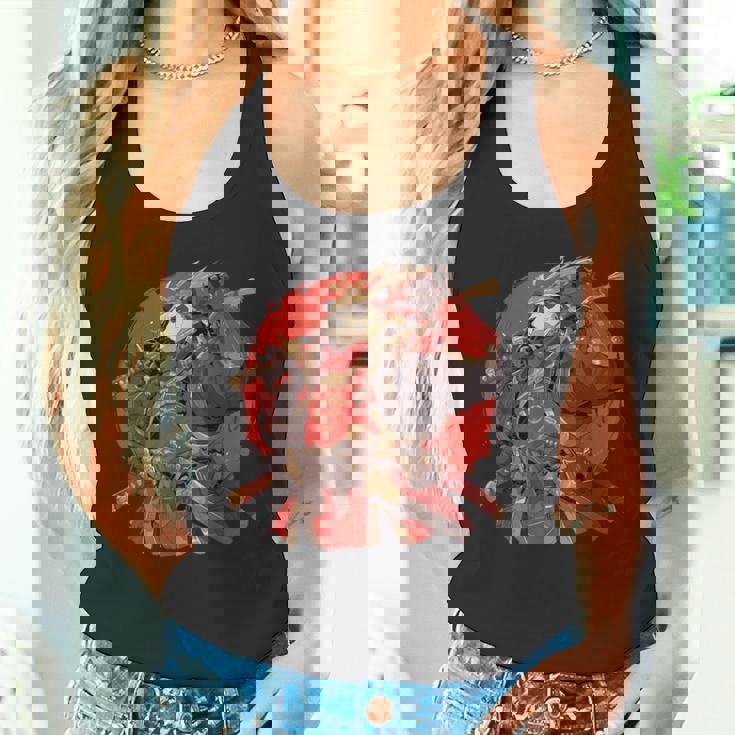 日本美術 パンダ 忍者 浮世絵 アニメ風 サムライパンダ タンクトップ