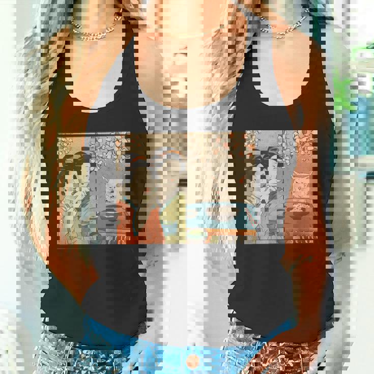 日本美術 桜猫と寿司 タンクトップ