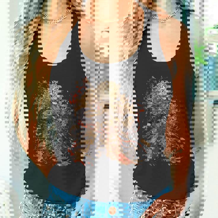 日本美術 虎 忍者 浮世絵 アニメ風 侍 虎 タンクトップ