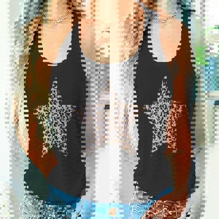 星型 かわいいチーターヒョウ柄グラフィック。 タンクトップ