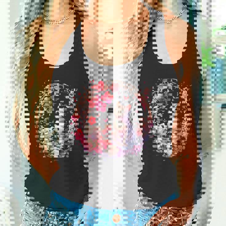 春の桜 かわいい猫と桜の花 タンクトップ