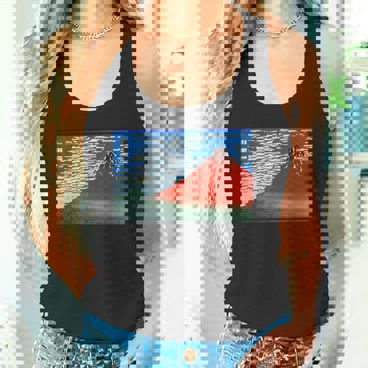 晴天の赤富士山 日本風景アートプリント タンクトップ