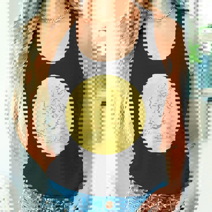 月 に映る 鳥獣戯画 兎 デザイン ウサギ うさぎ メンズ レディース キッズ 和風 和柄 グラフィック タンクトップ