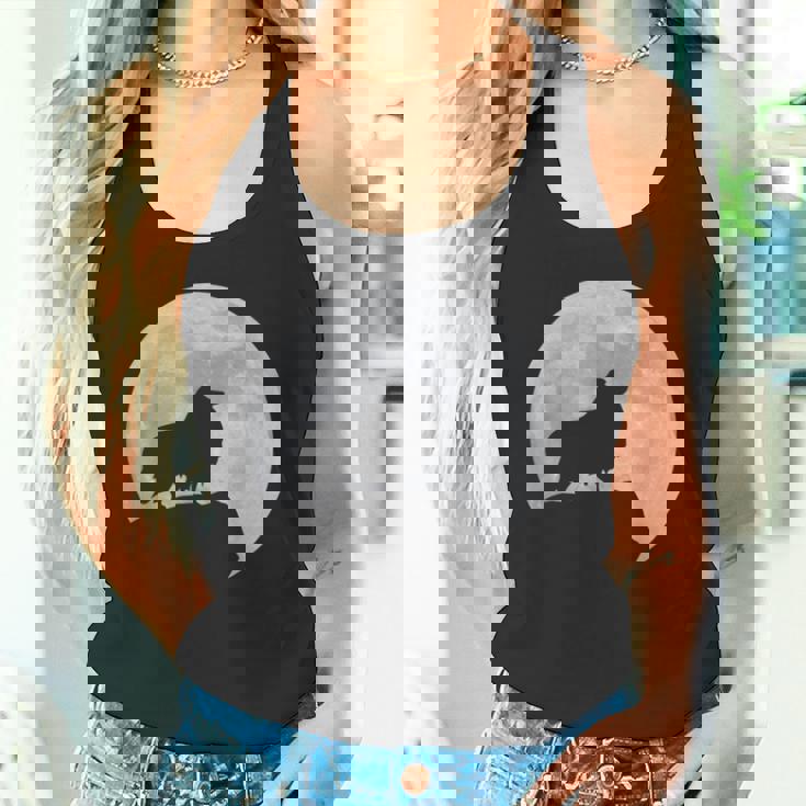 月と犬のシルエット シェルティーシェットランドシープドッグ タンクトップ