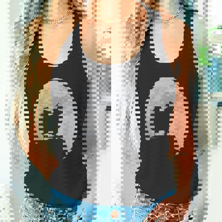 月と犬のシルエット ポンポメラニアン タンクトップ