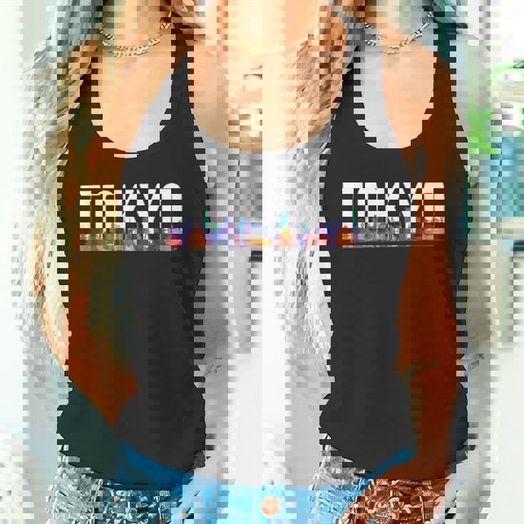 東京 日本 都市 スカイライン シルエット 楽しい カラフル 風景 タンクトップ