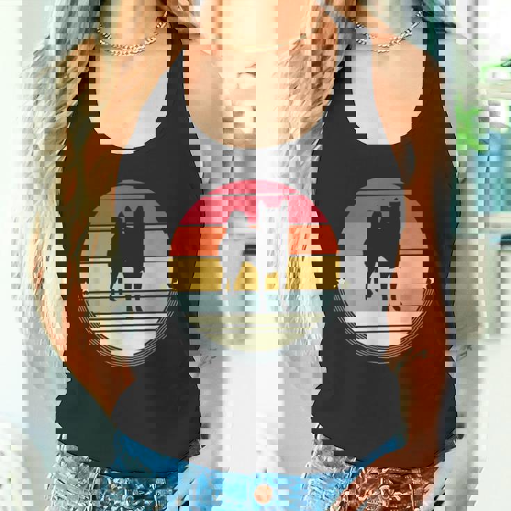 柴犬 シルエット レトロ ヴィンテージ 犬 オーナー レディース メンズ タンクトップ