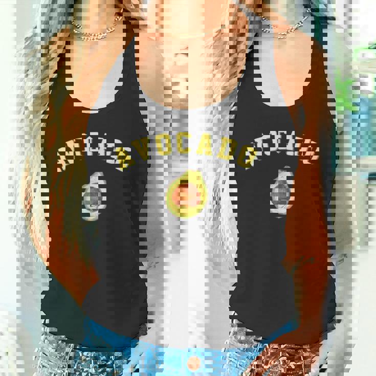 楽しいアボカドの面白いカレッジチームロゴ 英語の言葉 タンクトップ