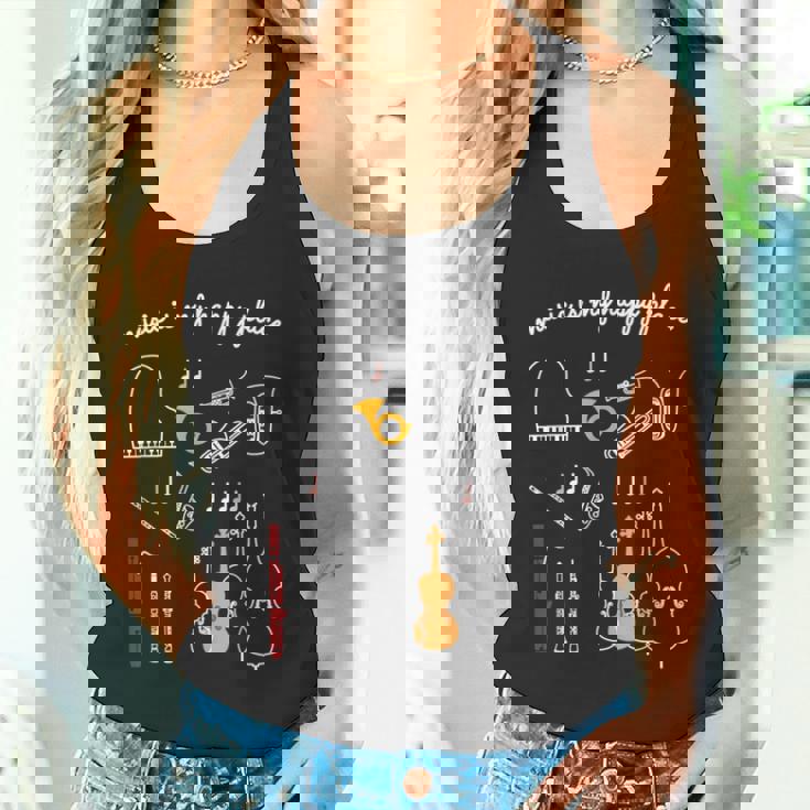 楽器 音楽 ピアノ 管楽器 木管楽器 弦楽器 音符 Music Is My Happy Place タンクトップ