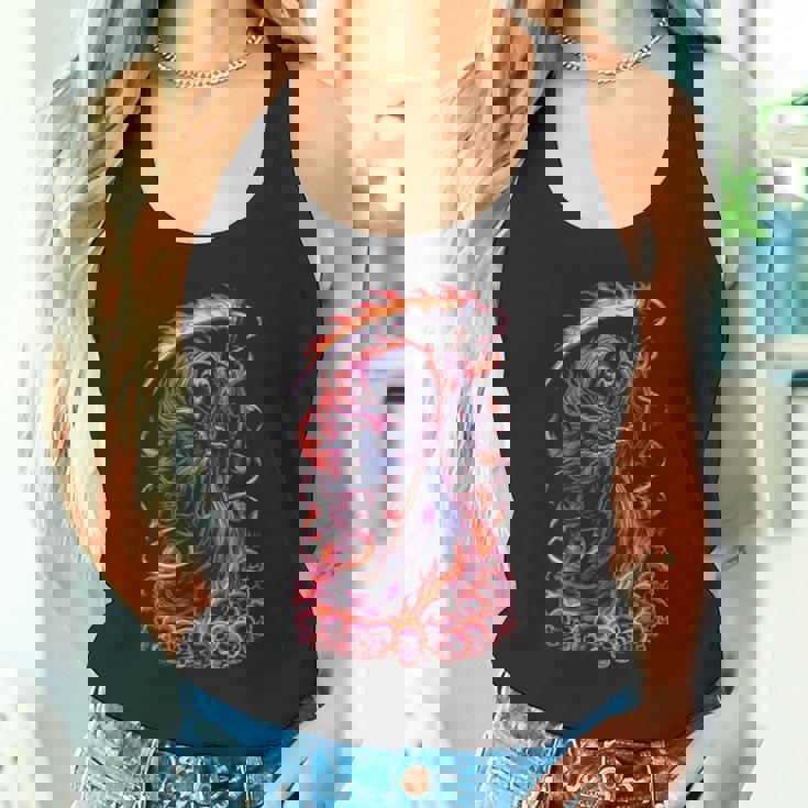 死神 死闘と頭蓋骨 明るいゴス タンクトップ