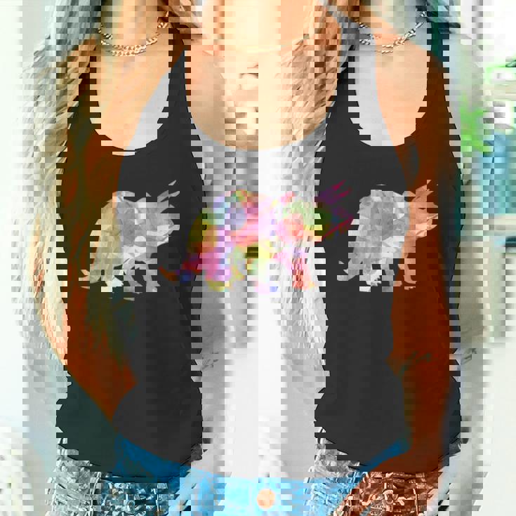 水彩爬虫類トリケラトプス古生物学恐竜 タンクトップ