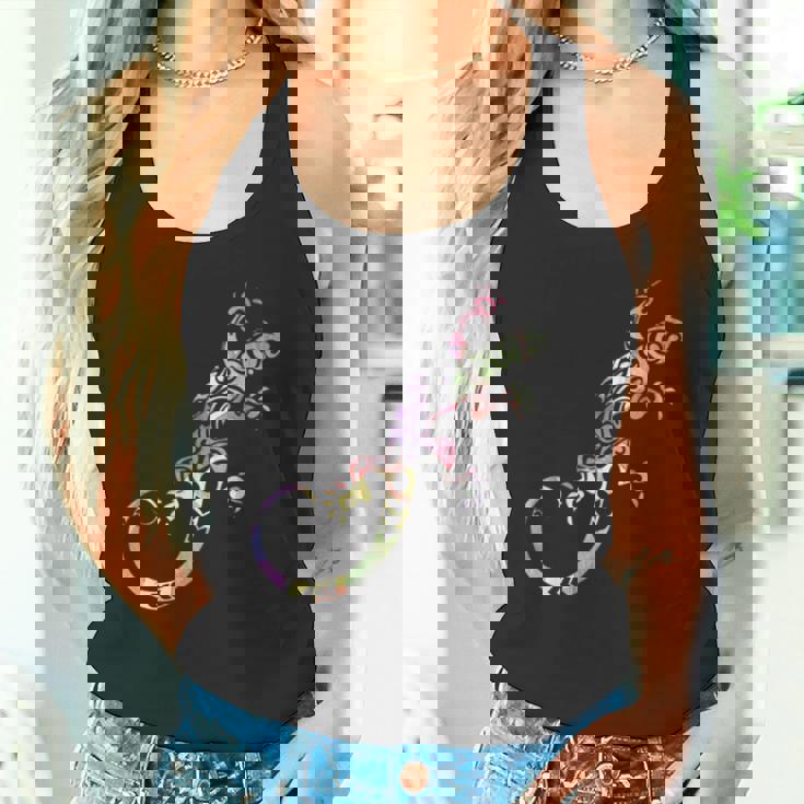 水彩絵の具トカゲ動物爬虫類恋人ヤモリ タンクトップ