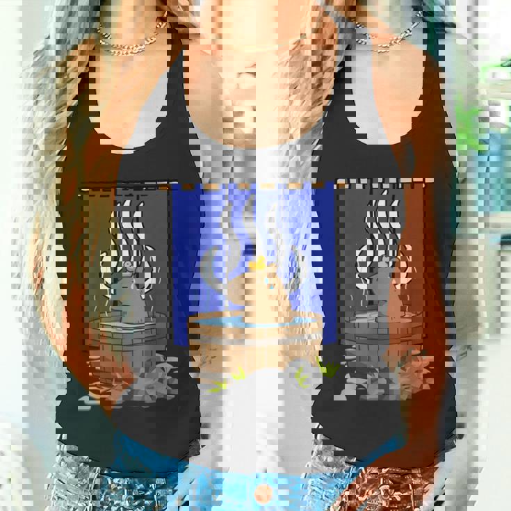 温泉に浸かるかわいいカピバラ タンクトップ