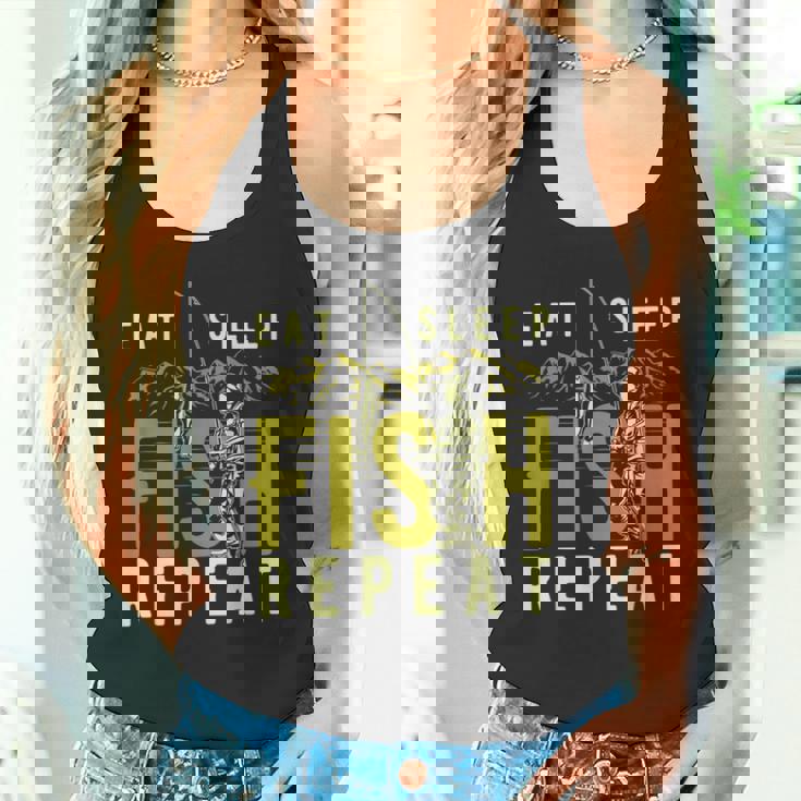 漁師のために睡眠魚を繰り返し面白い引用を食べる タンクトップ