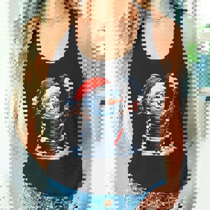 漫画 アイスホッケーパック 雪だるま サンタ帽子付き クリスマス タンクトップ