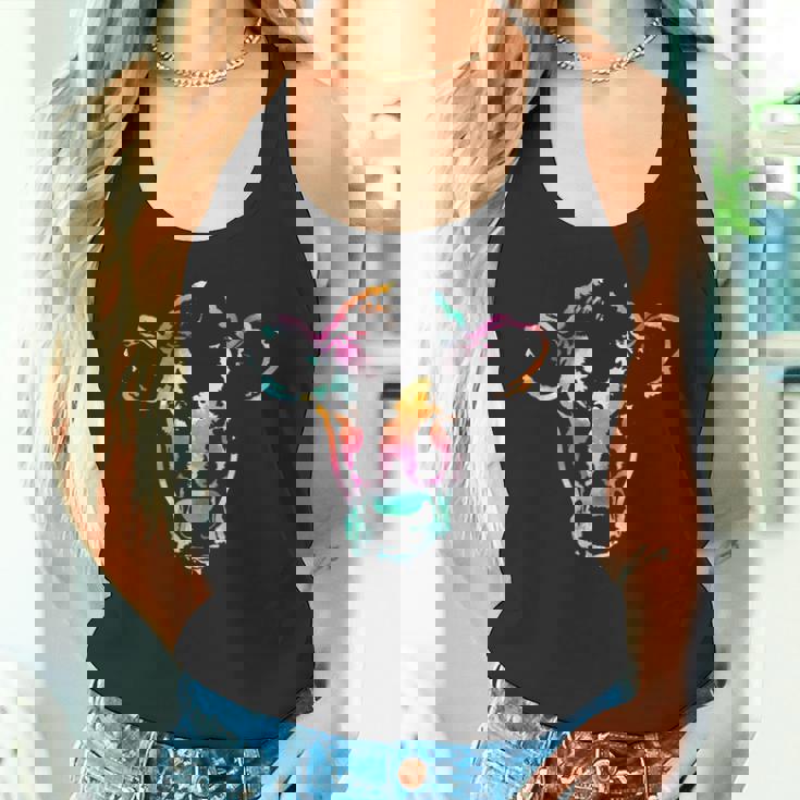 牛のアートヘッドギフト水彩画 タンクトップ