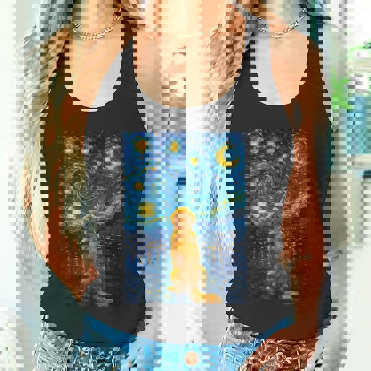 犬 天体観測 ゴッホ 夜空 ゴールデンレトリバー ラブラドール タンクトップ