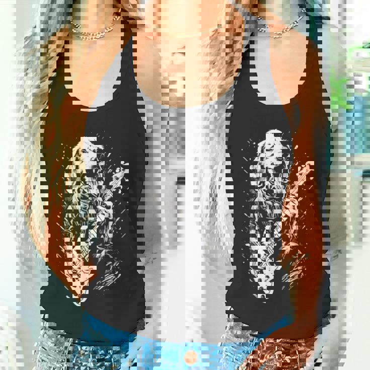 犬 演奏 ベース ギター シャツ 男性用 動物 ギターを弾く タンクトップ