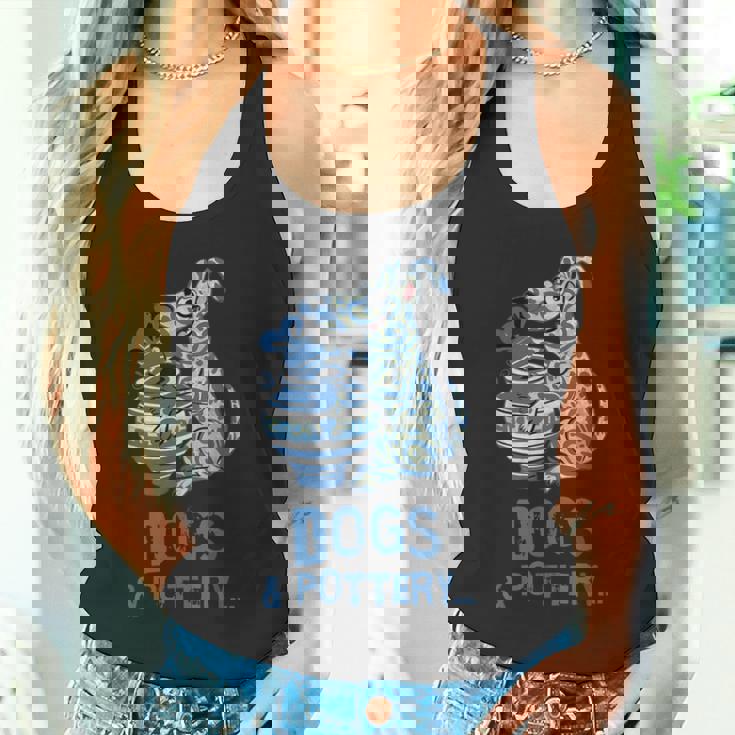 犬と陶器 面白い犬の陶芸家 アート タンクトップ