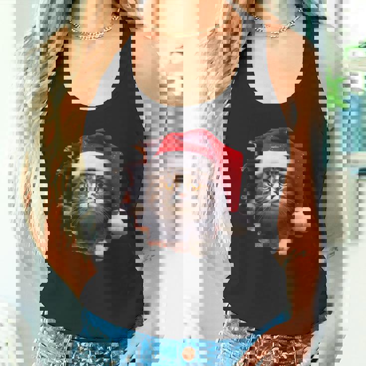 猫 クリスマス クリスマスパーティー タンクトップ