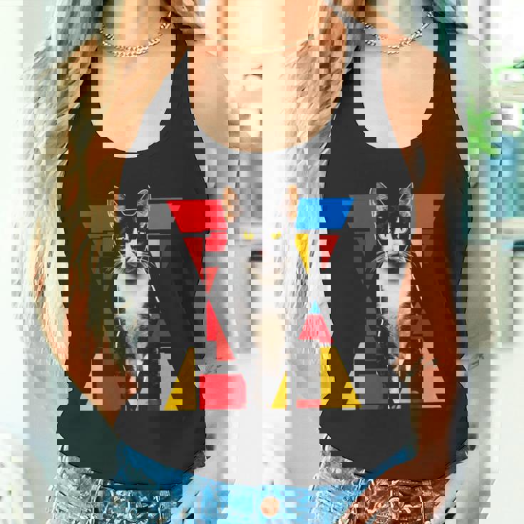 猫 グラフィック ペット アートワーク 猫 タンクトップ