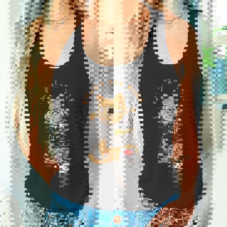 猫 おもしろ バイク オートバイ ねこ ライダース バイカー 面白い ネコ タンクトップ