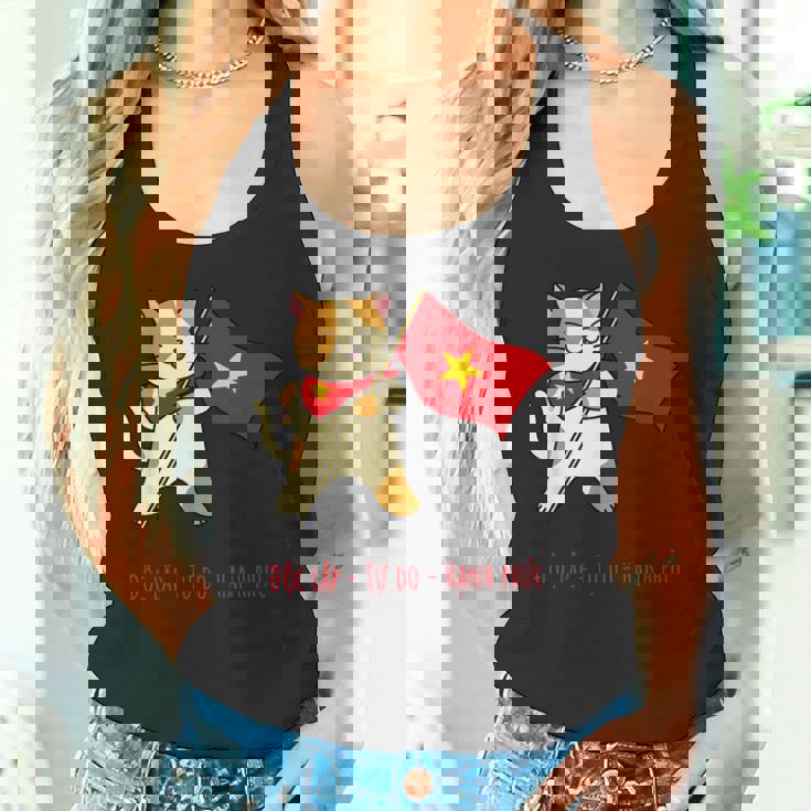 猫 ベトナム国旗 キティ おもしろギフト ブラック タンクトップ