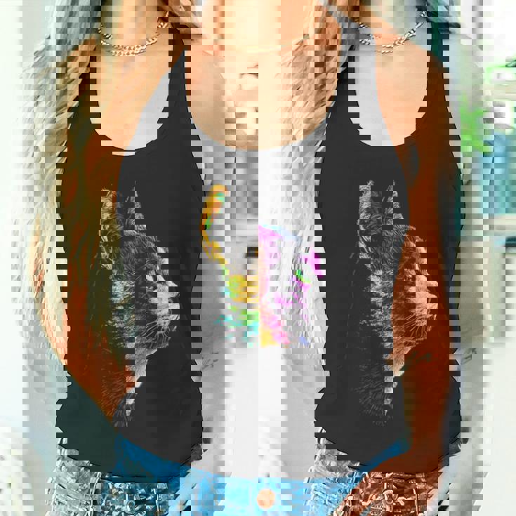 猫 動物 グラフィック アートワーク 猫 タンクトップ