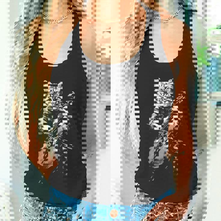 猫 演奏 チェロ ヴィンテージ ジャズ ミュージシャン チェリスト タンクトップ