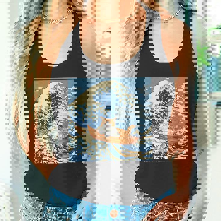 猫 葛飾北斎 神奈川沖浪裏 ネタ 冗談 ギャグ かわいい タンクトップ