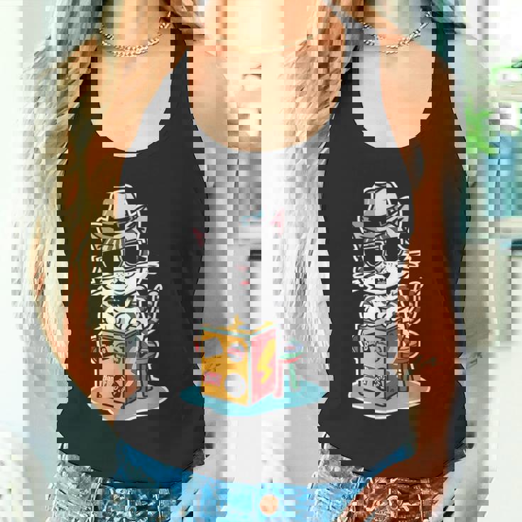 猫が奏でるカホン楽器 タンクトップ