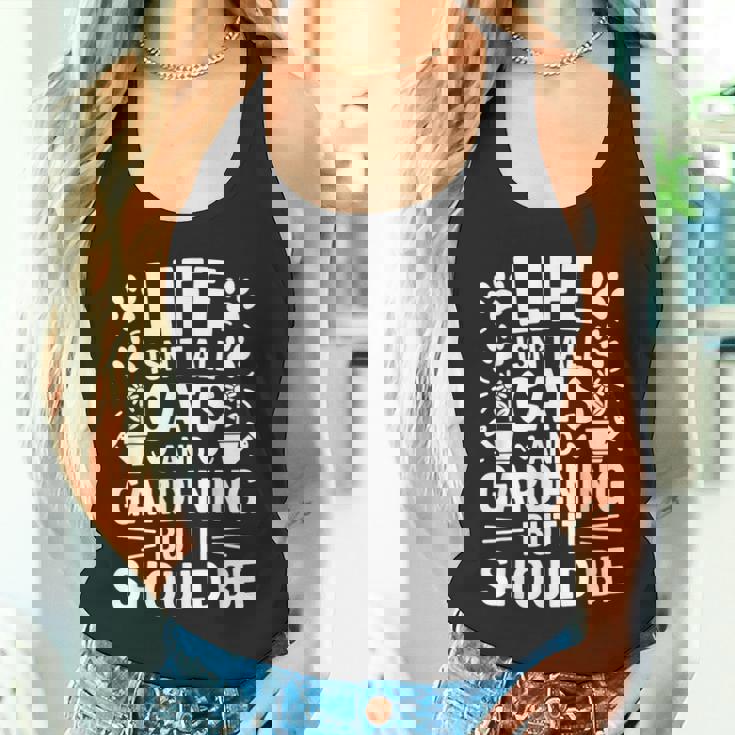 猫とガーデニング 庭師 おもしろガーデニング タンクトップ