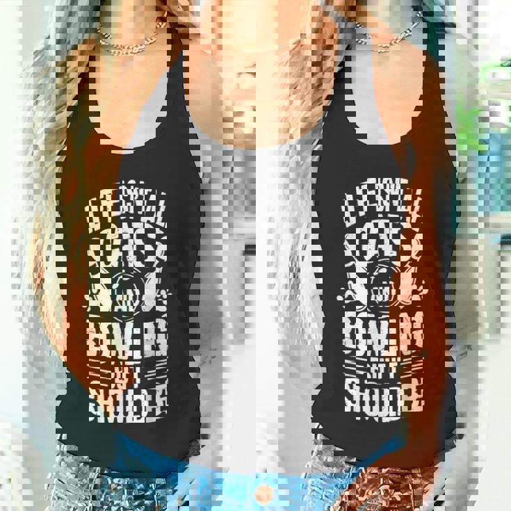 猫とボウリング 面白いボウラー ボウリング タンクトップ