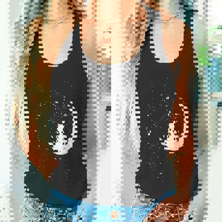 猫の家族 月の絵柄 メンズ レディース 子供 タンクトップ