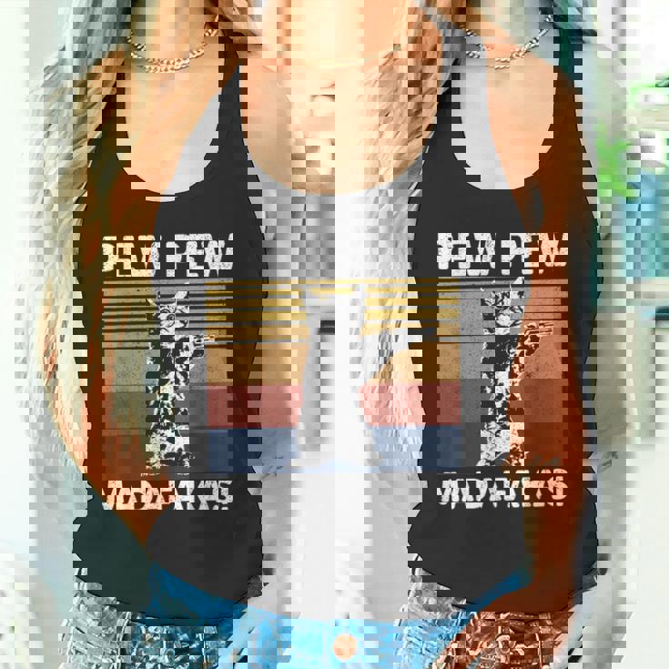 猫ビンテージpewpewpewマダファカス猫クレイジーピュー タンクトップ