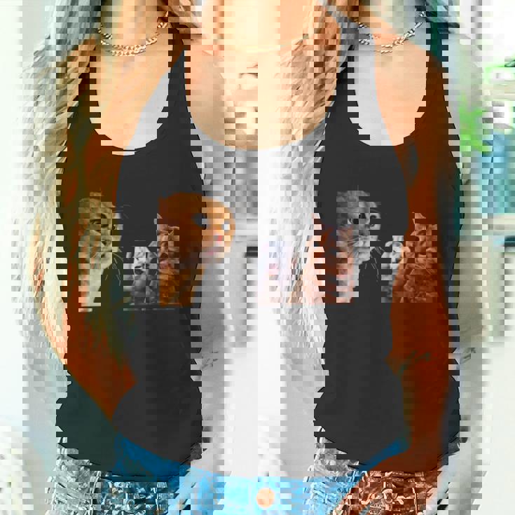 猫ミーム 説教する猫 怒られる猫 泣き叫ぶ猫 説教 怒る かわいい 面白い 人気 楽しい ハッピー タンクトップ