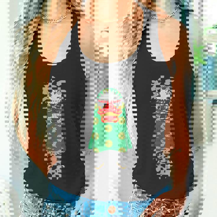 獅子舞 レトロな日本の祭り文化デザイン タンクトップ