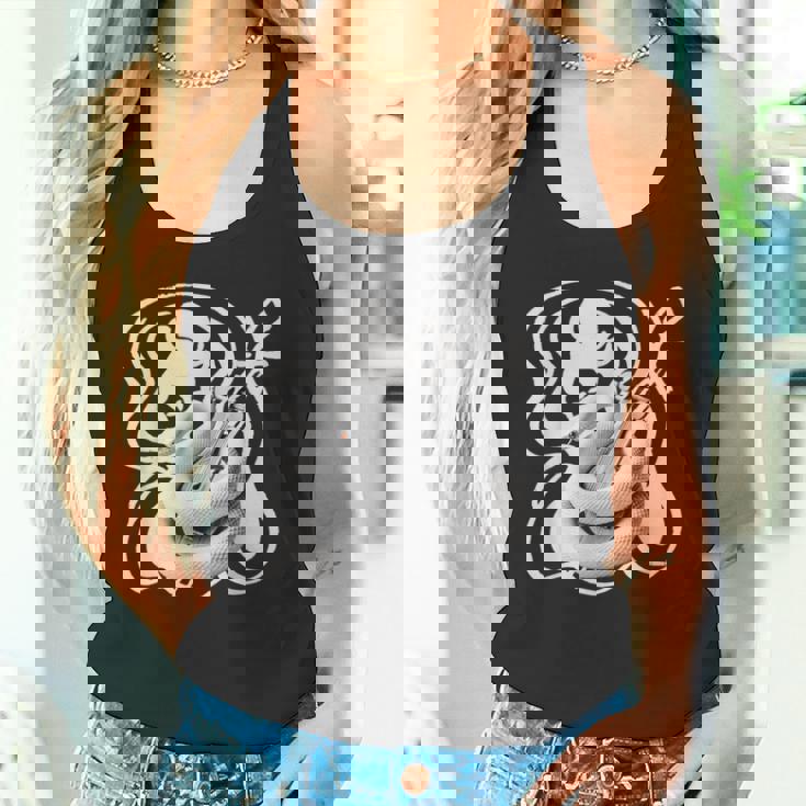 白蛇と弁財天 和風神秘デザイン 蛇と楽器モチーフ タンクトップ