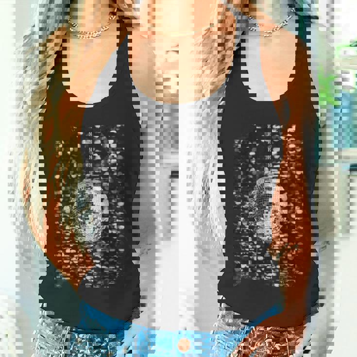 白黒ディスコボール クラブ レトロ タンクトップ